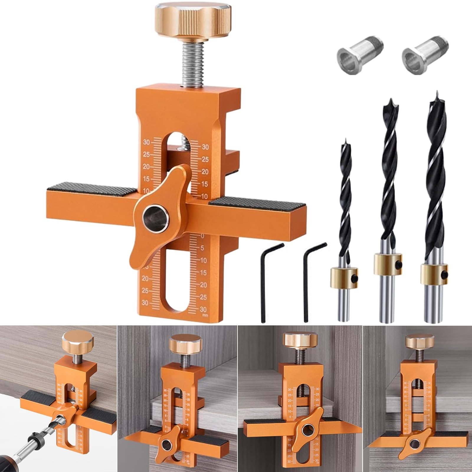 Cabinet Door Installation Jig, 2-in-1 Mounting Tool, Orange