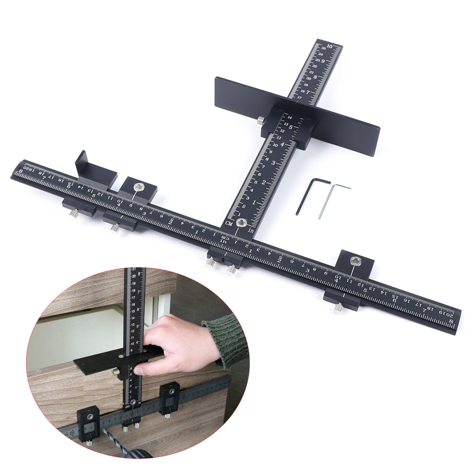 Cabinet Knob Installation Jig Adjustable Drill Guide Punch Locator Tool Aluminum