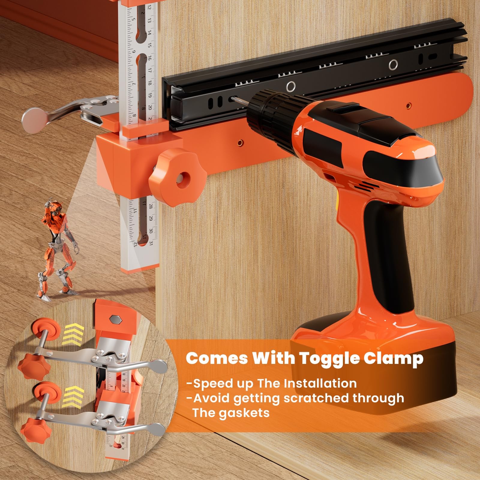 2.0 Adjustable Drawer Slide Jig With Toggle Clamp & Magnetic Arm, Precision C…