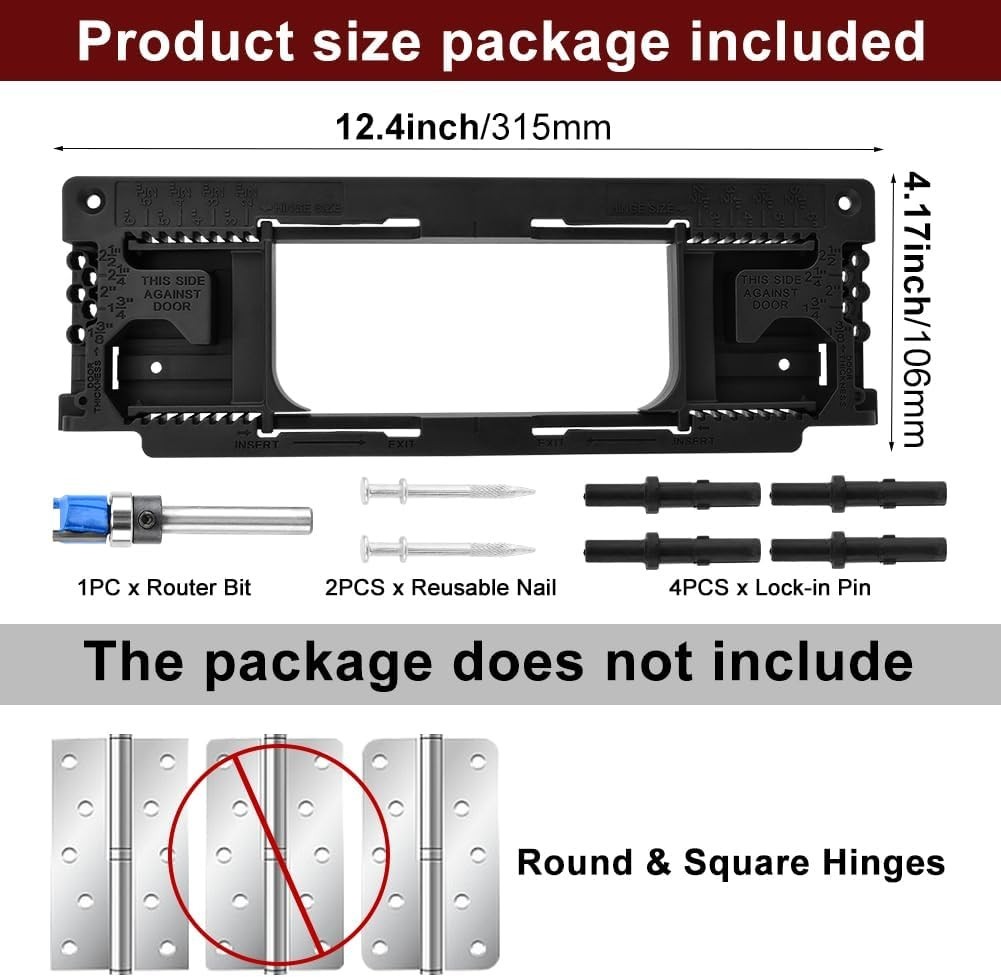 Adjustable Door Hinge Jig Kit for Precise Mortise Routing | Fits 2.5-6 in Hinges