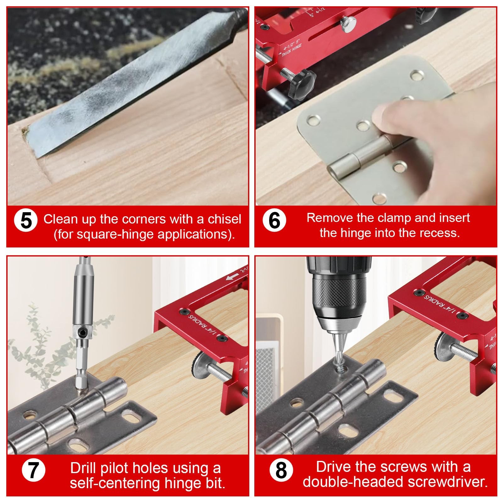 Door Hinge Jig, Aluminum Alloy Door Hinge Template Kit for Router, Adjustable Mo