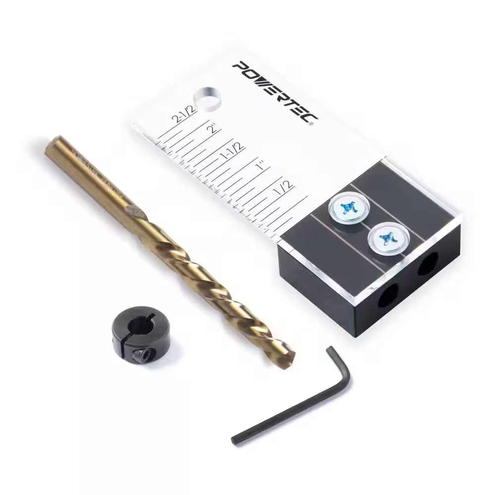 3/8 In. Dowel Drilling Jig Kit with Cobalt M-35 Drill Bit, Ring Stop and Laser C