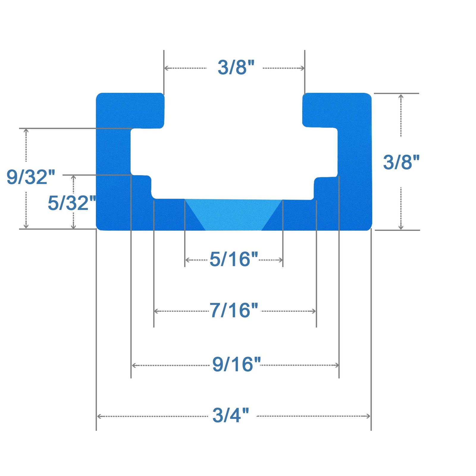 4 PCS Aluminum 48 Inch TTrack Wood Screws Double Cut Profile Blue Hardware