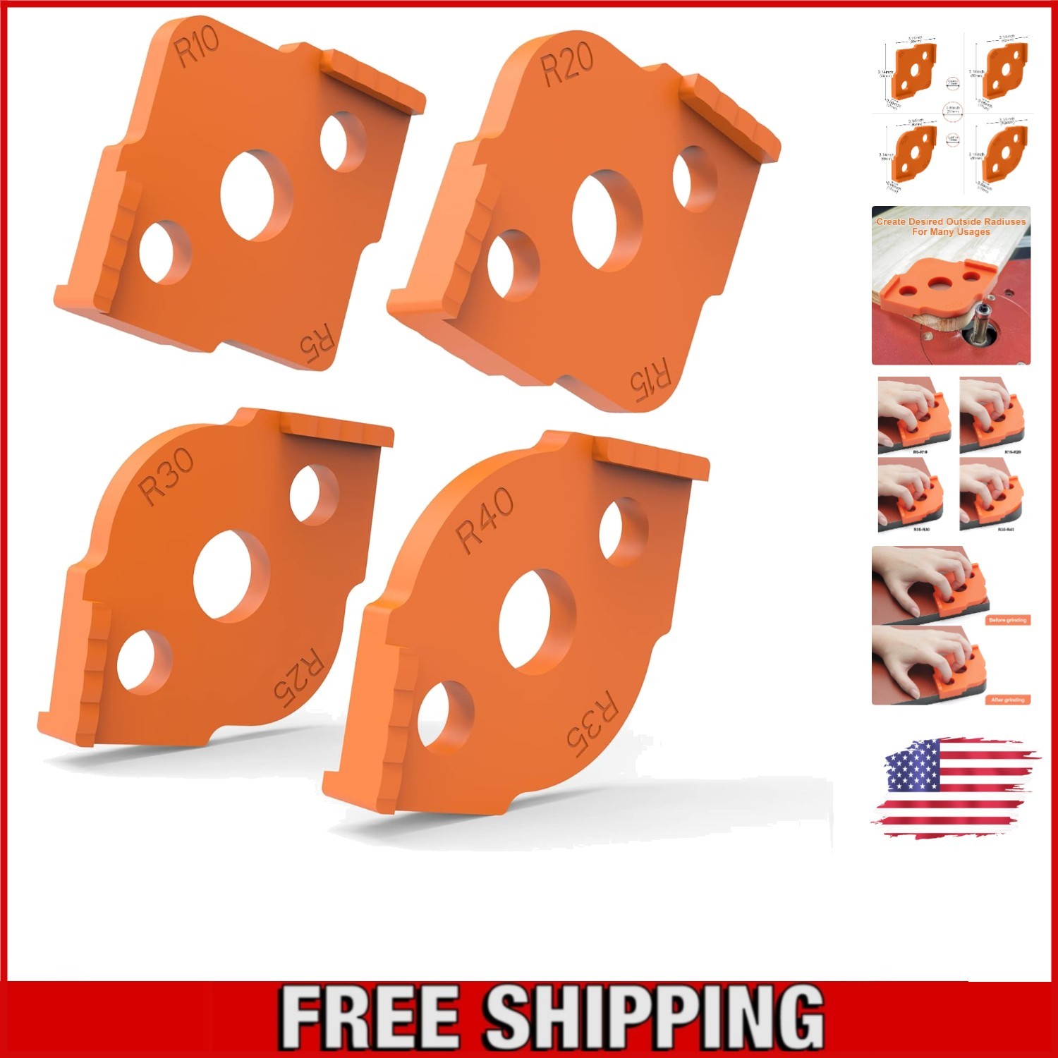 Durable ABS Routing Templates for Perfect Rounded Corners – All Sizes Included