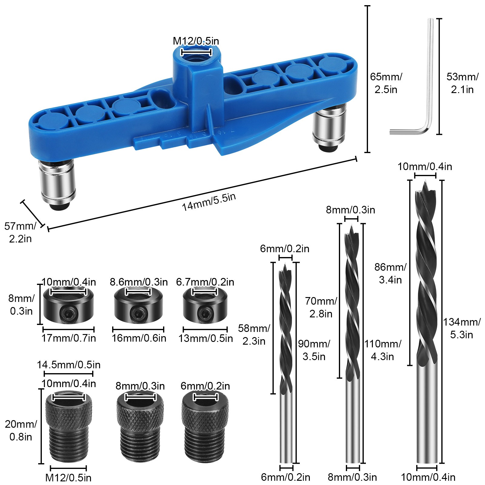Self Centering Wood Pocket Hole Jig Doweling Jig Drill Locator Tool Kit 6 8 10mm
