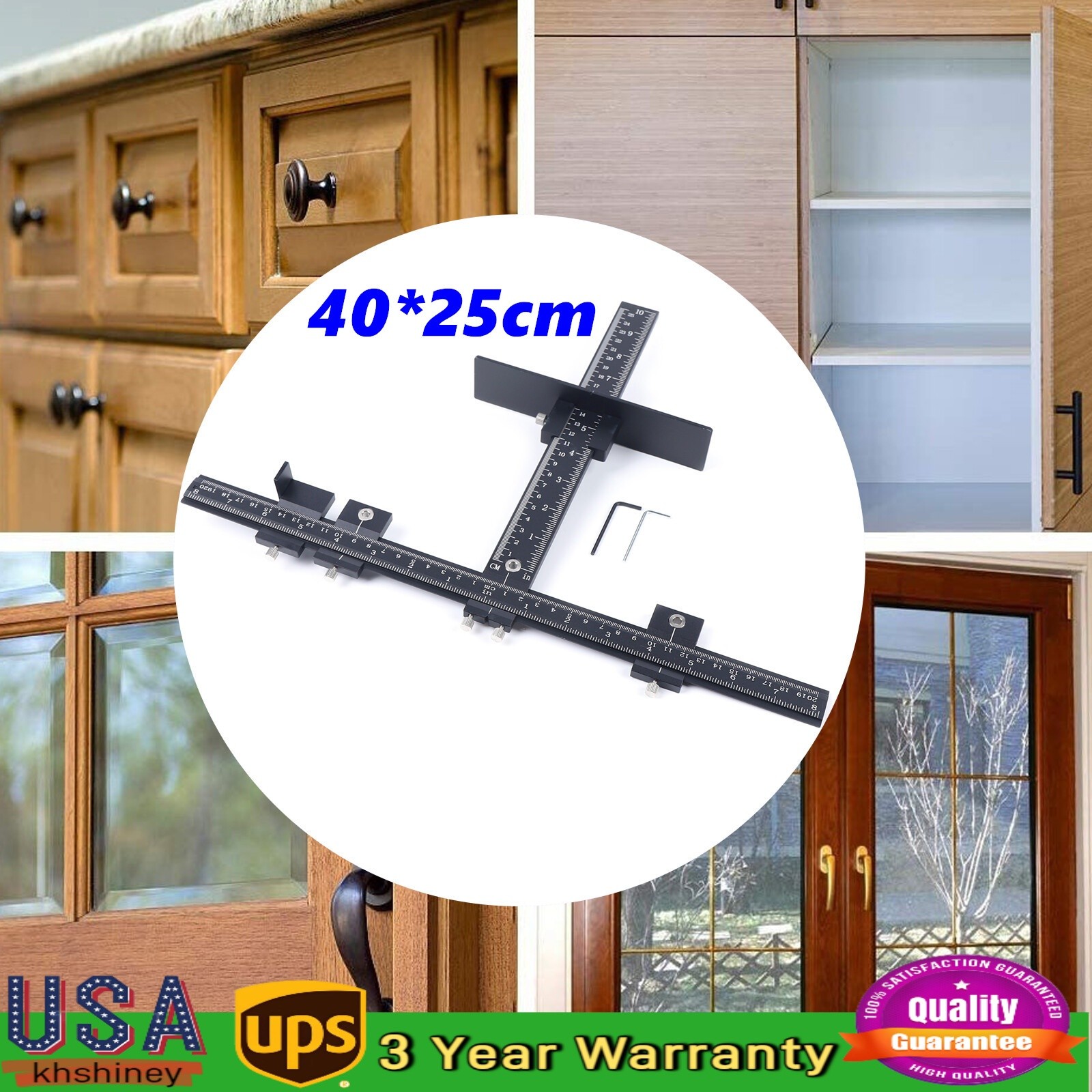 40×25cm Cabinet Knob Install Jig Drawer Pull Handle Door Drill Hole Guide Tools