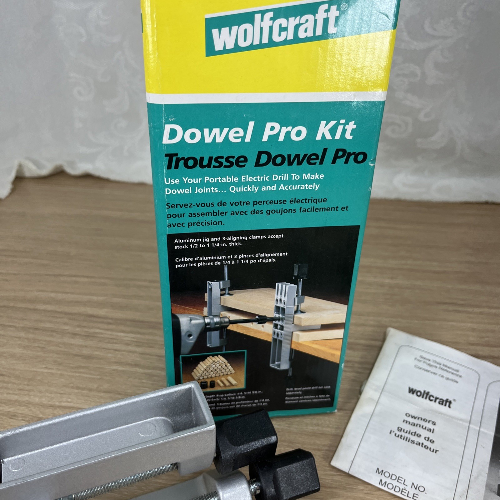 Wolfcraft DOWEL PRO KIT Doweling Jig For 1/4” 5/16” 3/8” #3751 Manual & Box