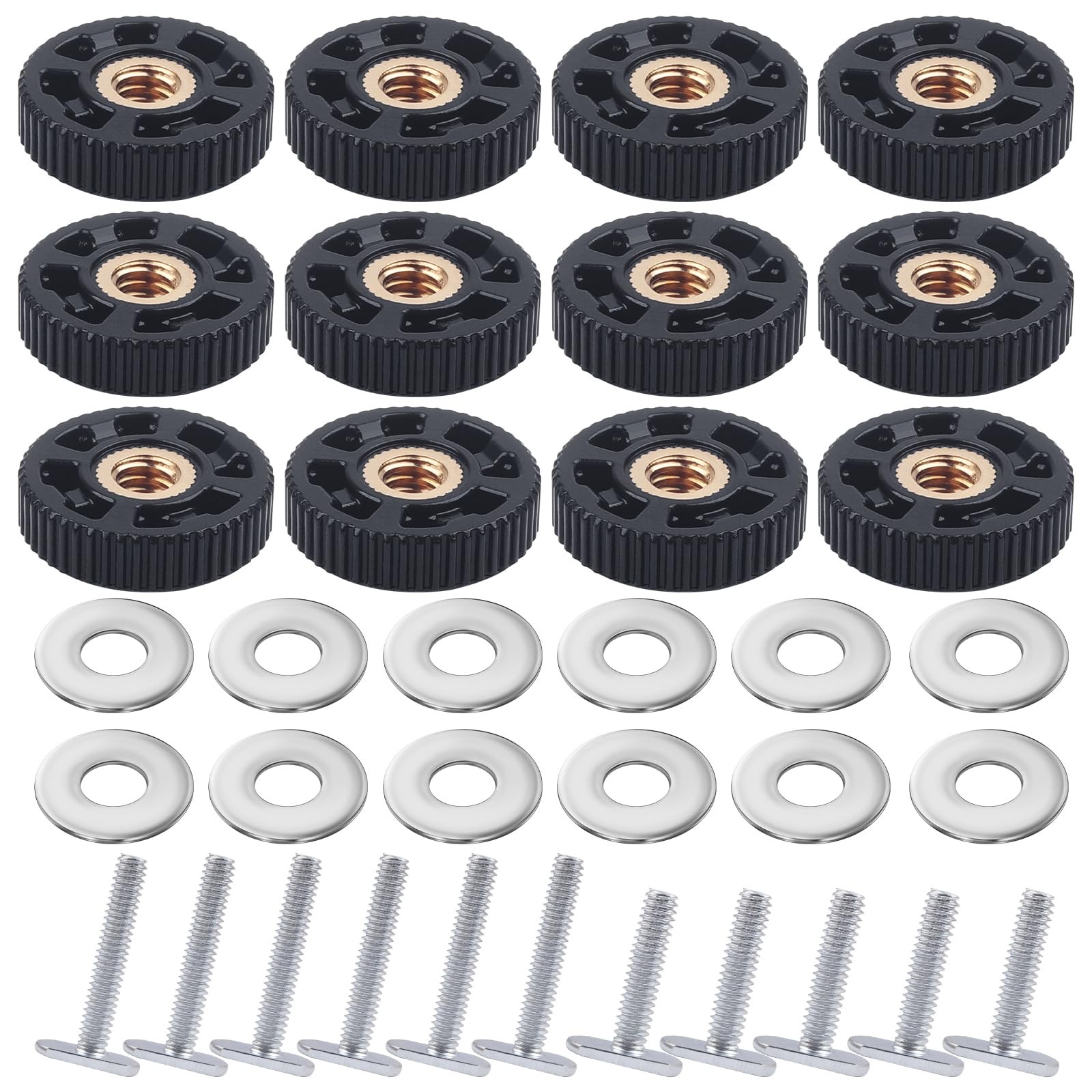 12 PCS TTrack Skeleton Knob Kit 1/420 Threaded Bolts Washers Woodworking
