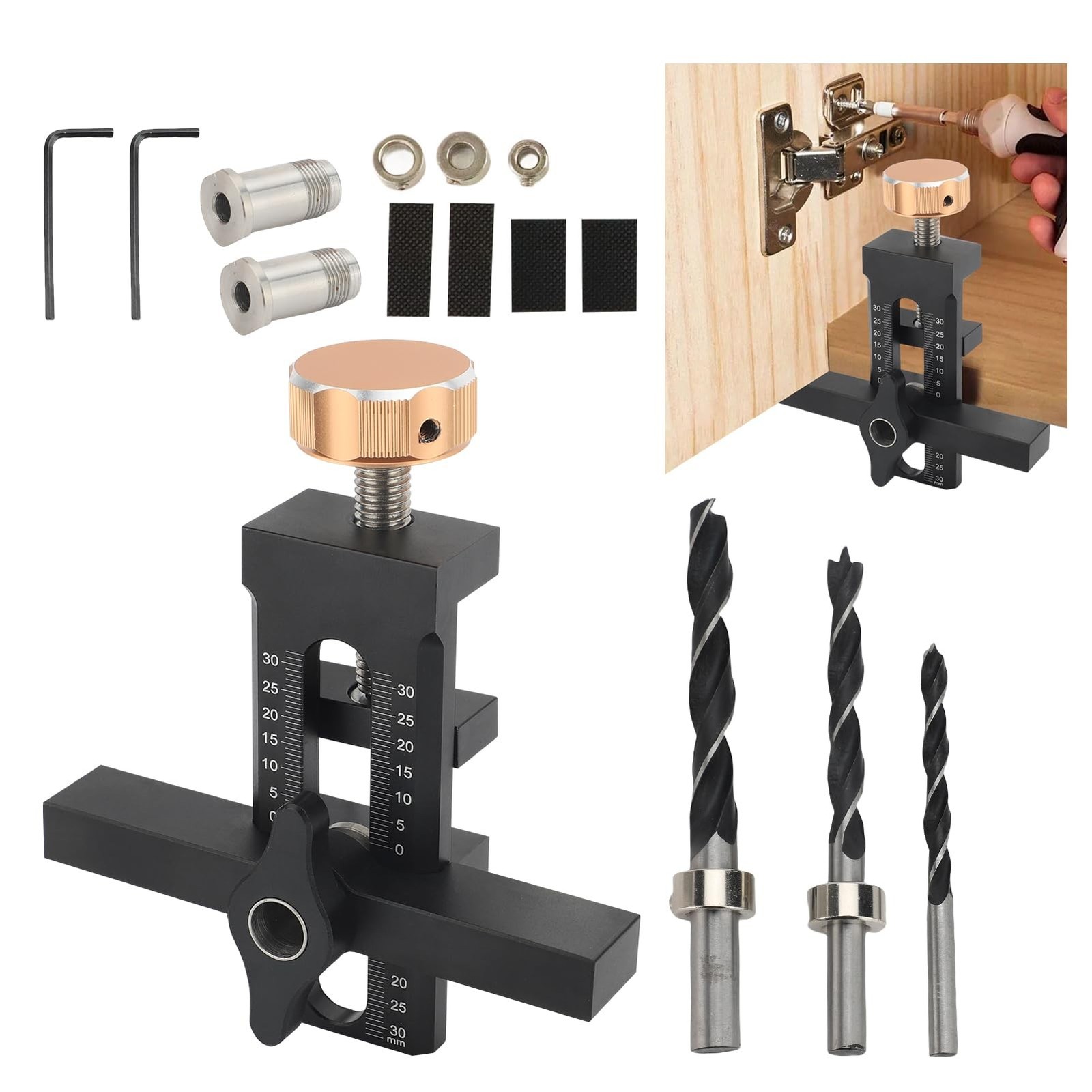 Cabinet Door Mounting Jig, 2-in-1 Installation Positioner, Aluminum Alloy Fas…
