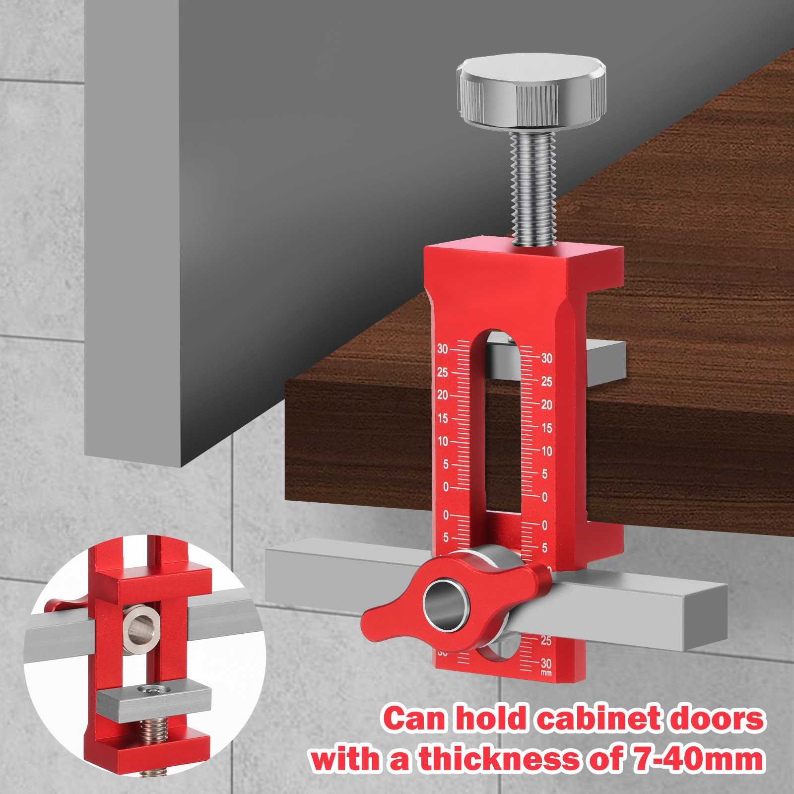Adjustable Aluminum Cabinet Hinge Jig Door Locator w Drill Bit