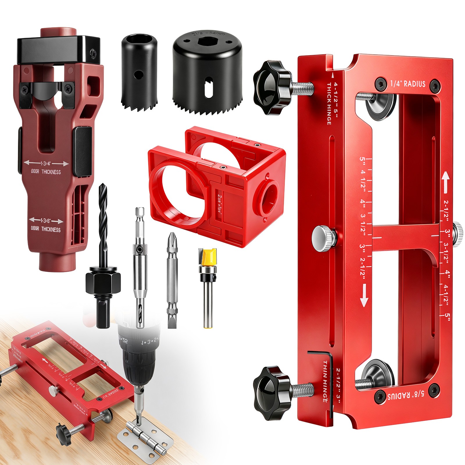 Door Hinge Jig & Lock Installation Kit Door Latch Mortise Tool Router Template