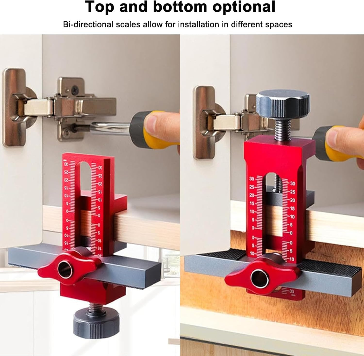Cabinet Door Installation Jig, 2-In-1 Mounting Tool with Adjustable Positioner,