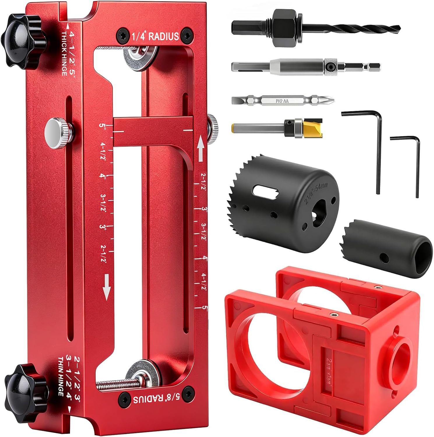 Door Hinge Jig & Door Lock Installation Kit, Aluminum Alloy Router Templates 1/4