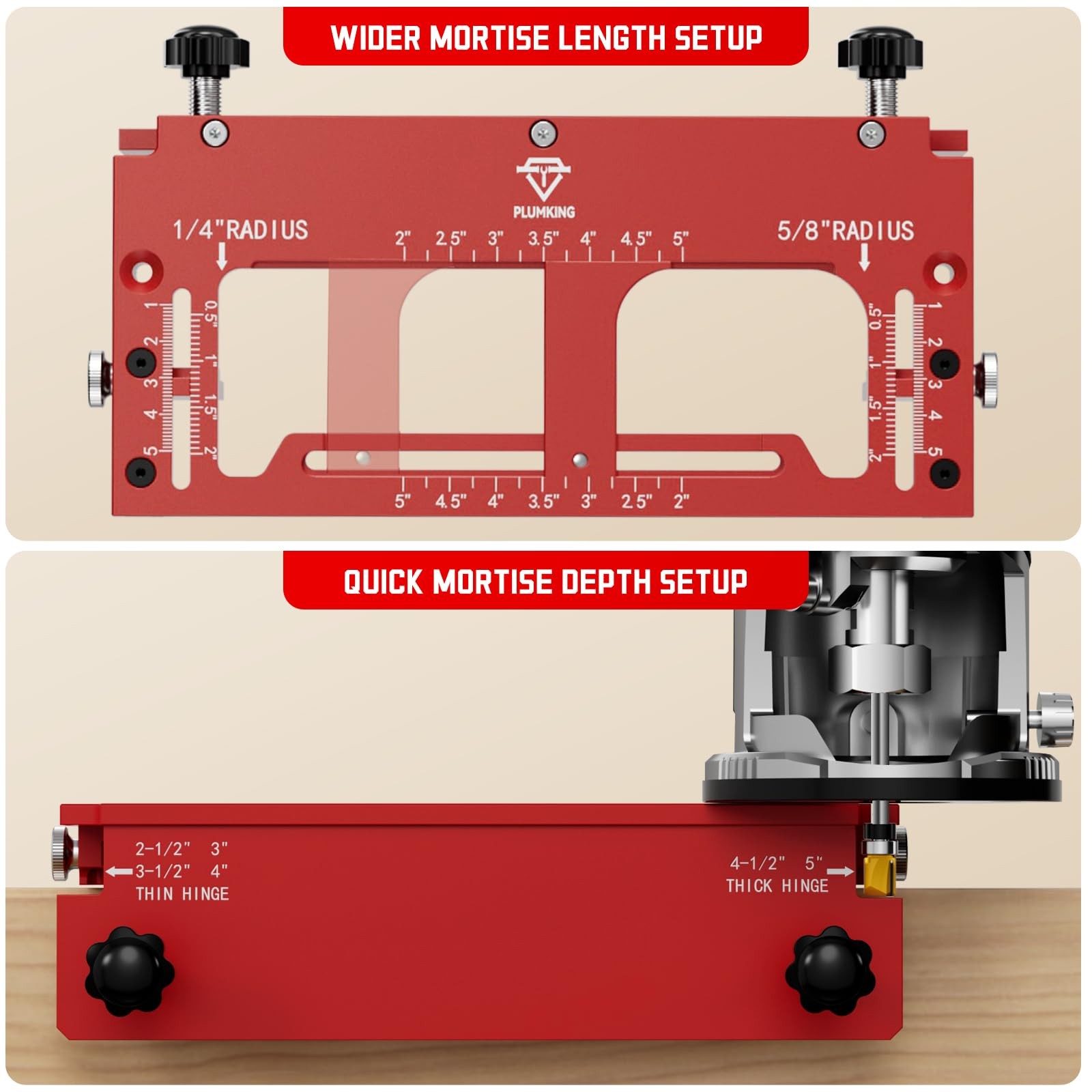 Door Hinge Jig for Door and Jamb/Frame, Adjustable Mortise Width