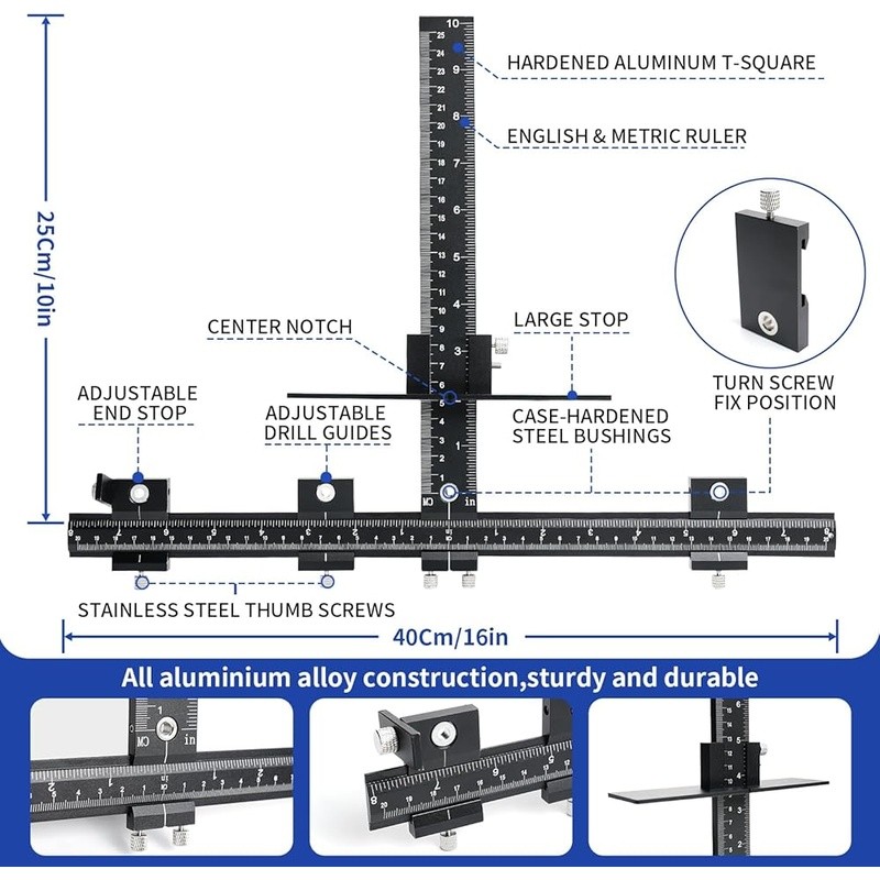 Aluminum Alloy Cabinet Hardware Jig Tool Adjustable Drill Guide Template Set New