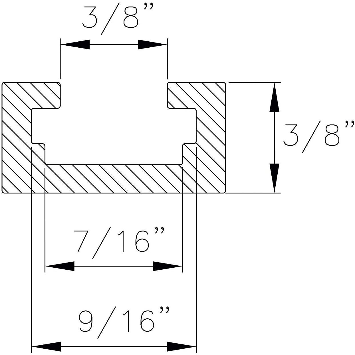POWERTEC 71495 Double-Cut Profile Universal T-Track (48 inch) w/Intersection Kit