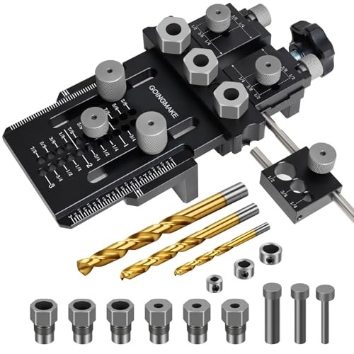 GOINGMAKE Dowel Jig Kit with Quick Positive Stop and Clamp, Adjustable Doweling