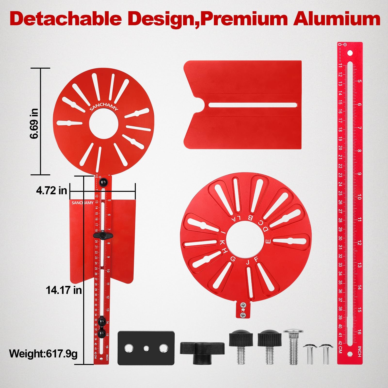 5 In 1 Router Circle Cutting Jig For Cutting/Routing Circle,Aluminum Router M…