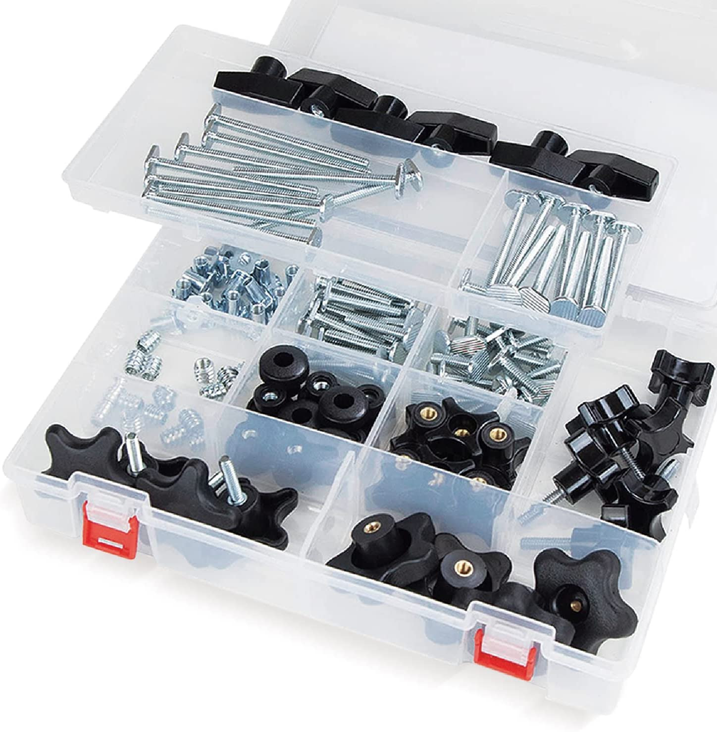 71128 128 Piece Set T-Track Knob Kit, 5/16″-18 Threaded Bolts and Washers, T Tra