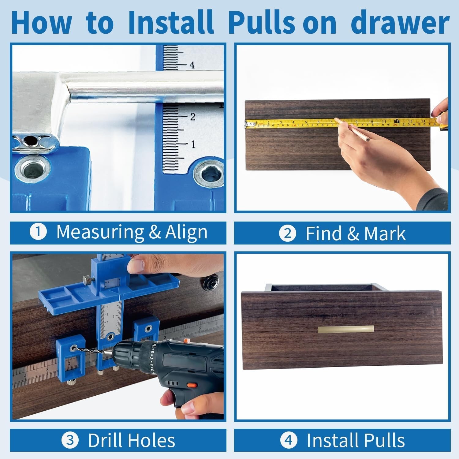 Cabinet Hardware Jig Drawer Pull Jig Template Tool Set USA Handles and Pulls