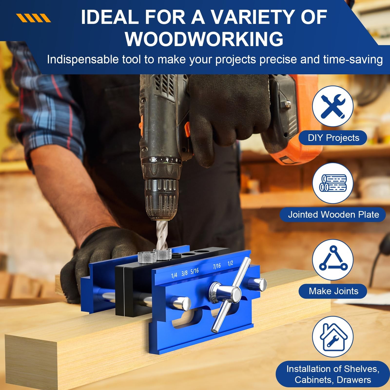 Self Centering Dowel Jig Kit, Drill Guide Jig Block for Straight Holes with 6…