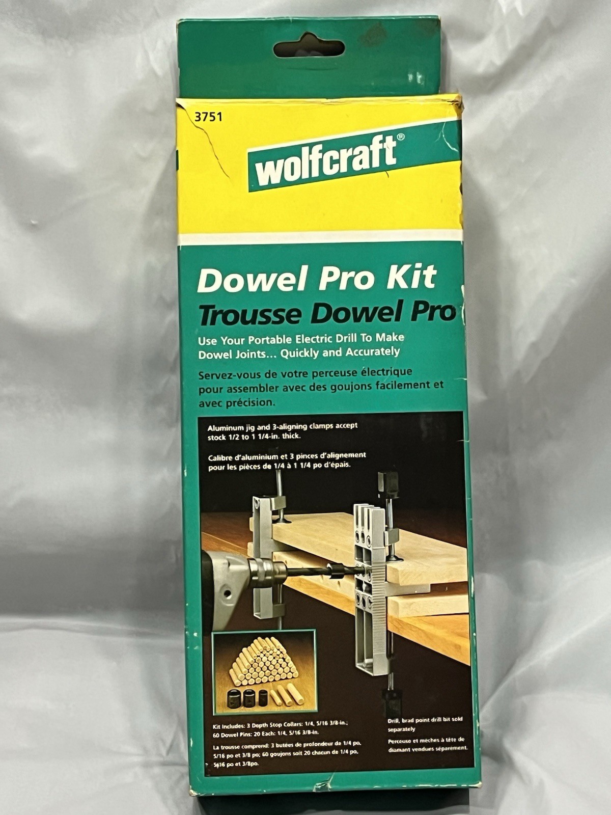 Wolfcraft Dowel Pro Kit 3751 Doweling Jig Clamp Set Open Box Unused