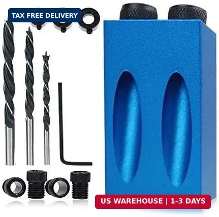 14Pcs Pocket Hole Jig Kit, 15 Degree Woodworking Inclined Hole Jig with 6/8/10mm