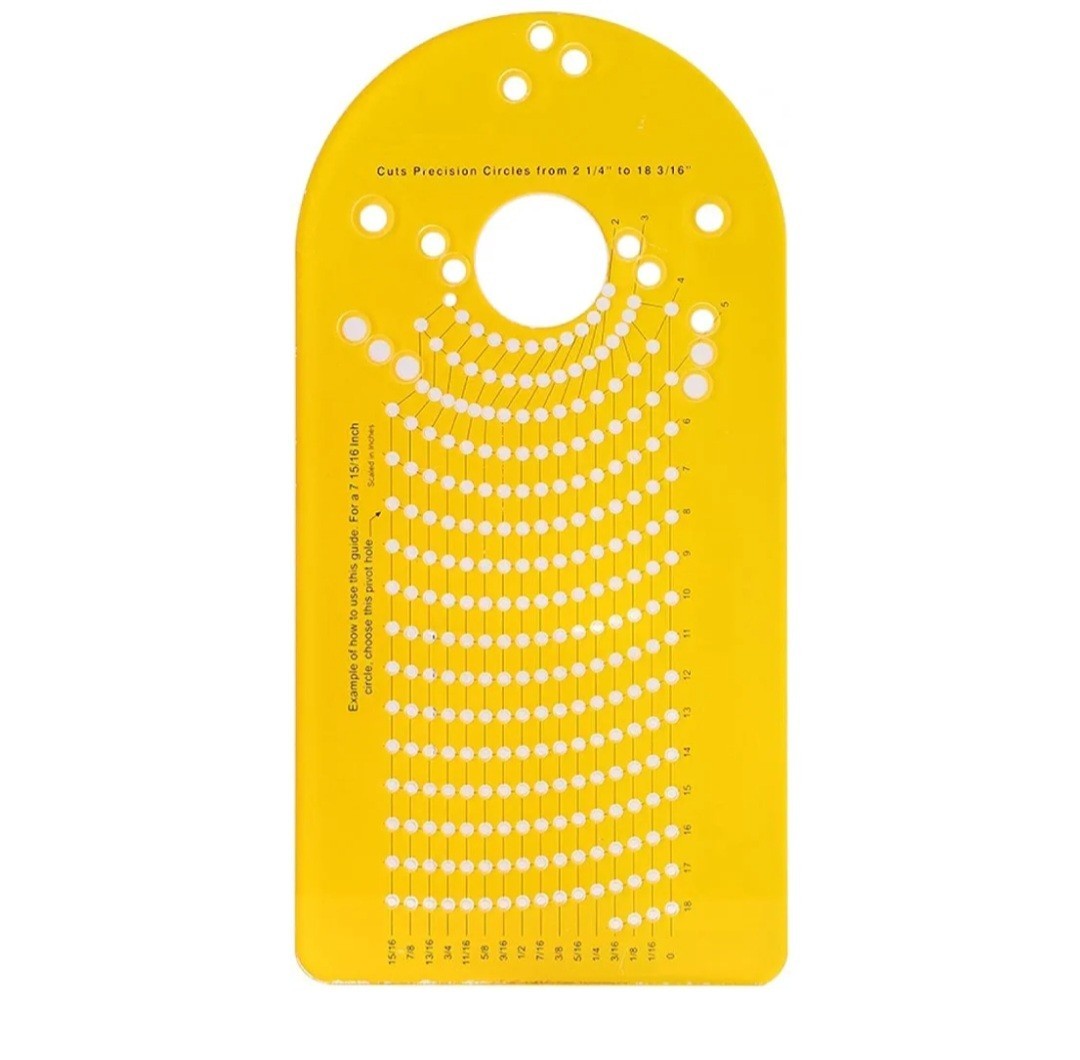 Plastic Circle Cutting Template Jig for Drill, Yellow, 2 1/4in to 18 3/16in