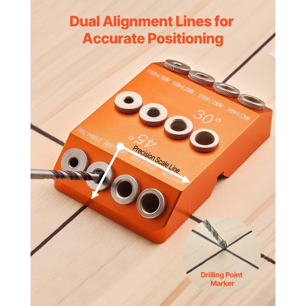 SKYSHALO Portable Drill Guide 30/45/90 Jig, 4-Sizes, Aluminum, Angled Holes