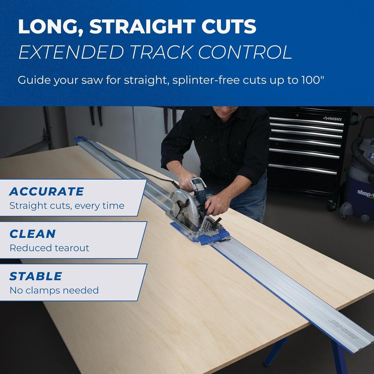 Kreg KMA3700 Accu-Cut XL – Universal Track Saw Guide System – Cuts up to 100″ Lo