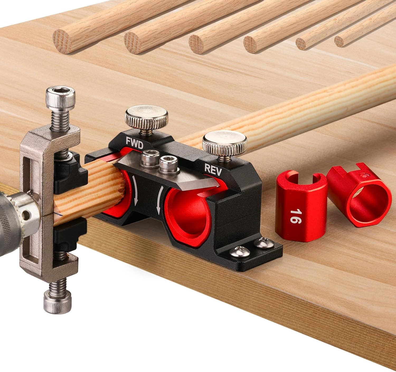 Double Cutting Dowel Maker Jig Kit Electric Drill Carbide Inserts Stable Wooden