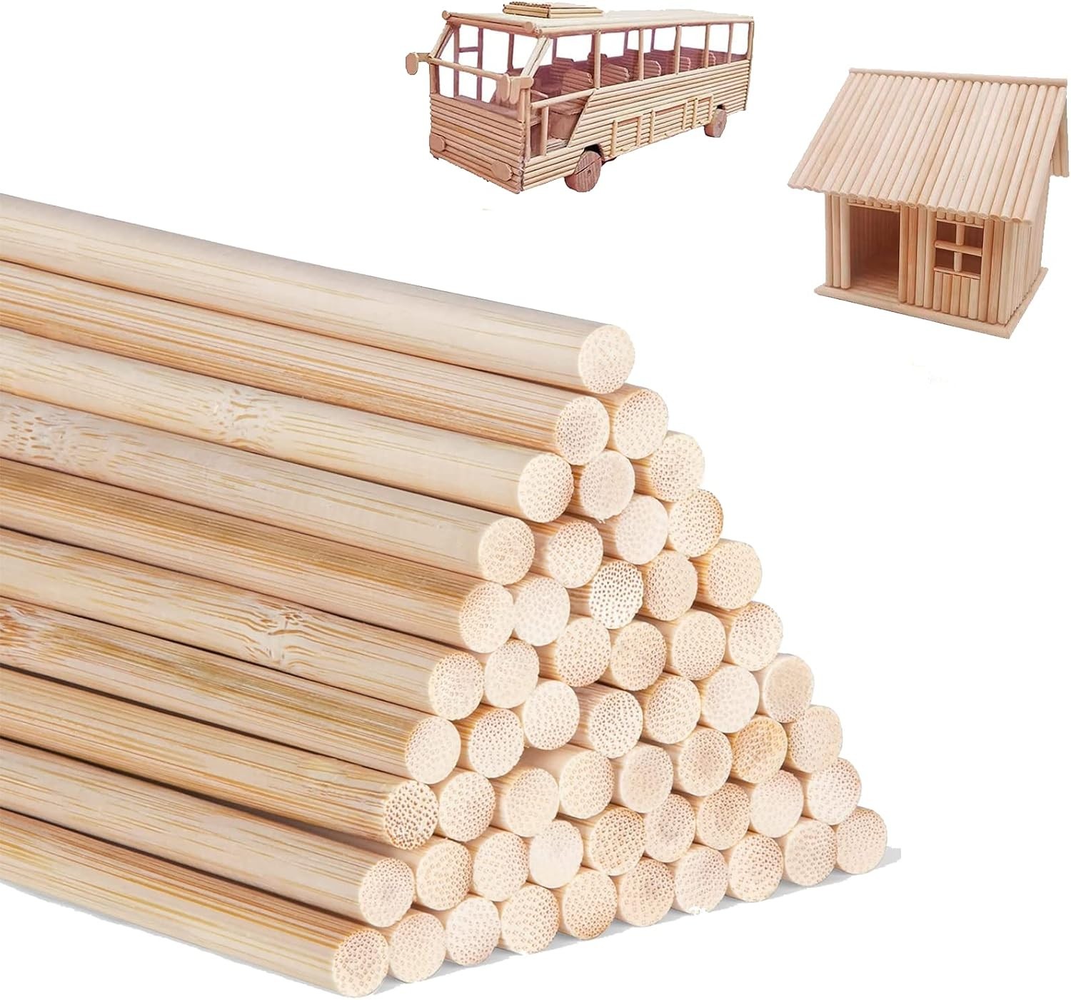 Eco-Friendly 25PCS Unfinished Bamboo Dowel Rods 1/4 x 12 – Perfect for Crafts
