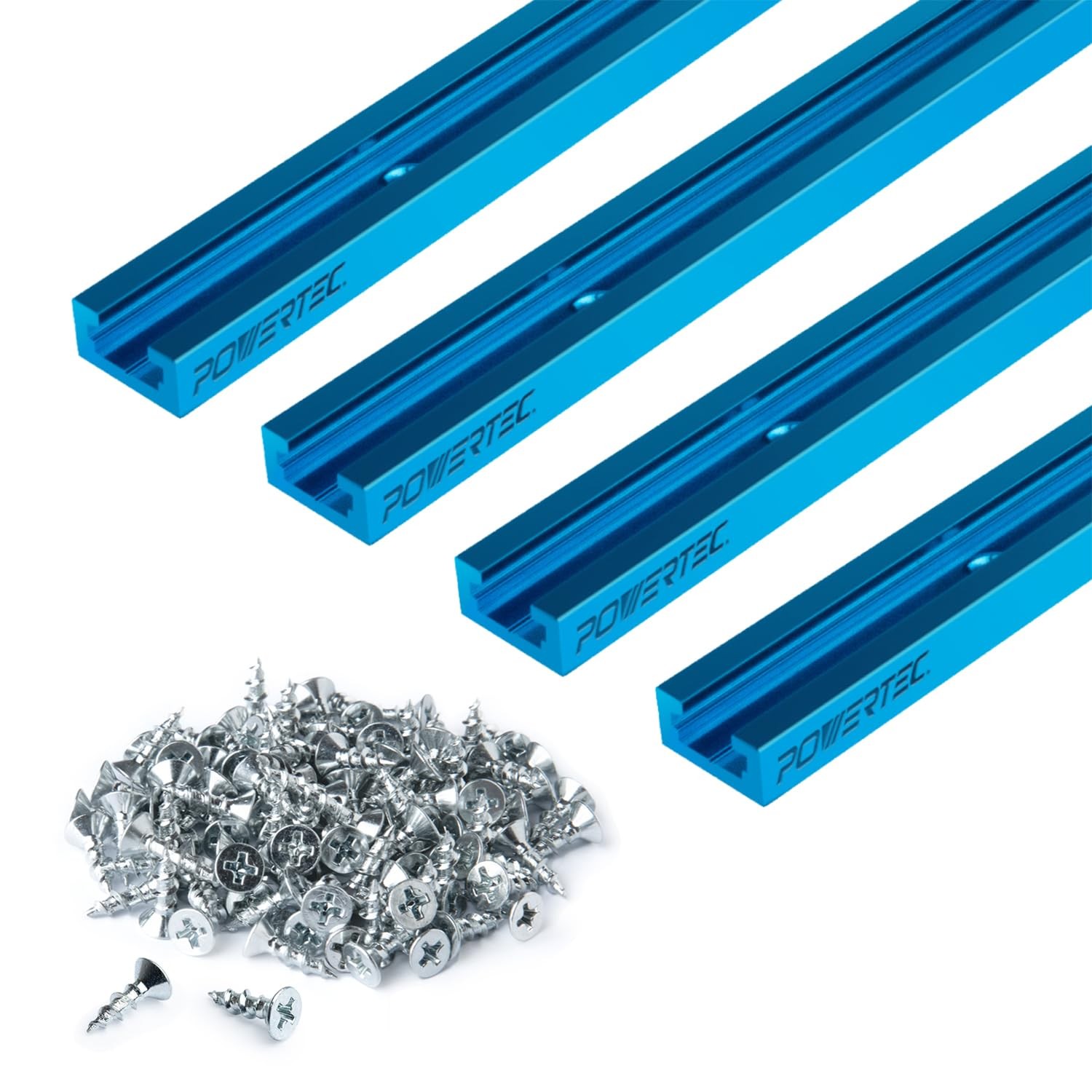36 Inch x4 Universal T track with 100 Pcs, 6 X 1/2″ Wood Screws, Double-Cut P…