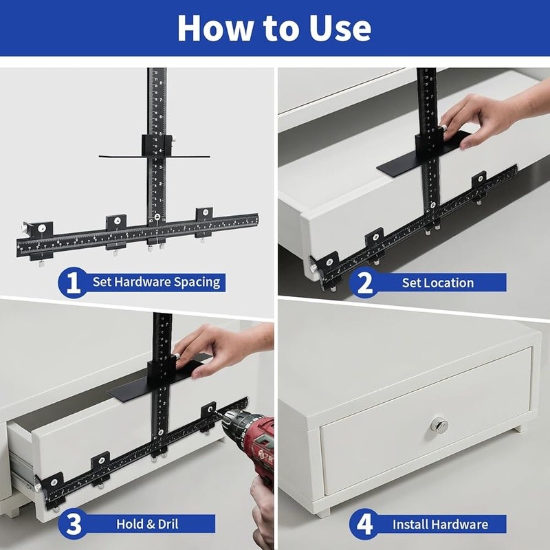 Aluminum Alloy Cabinet Hardware Jig Tool Adjustable Drill Guide Template Set New