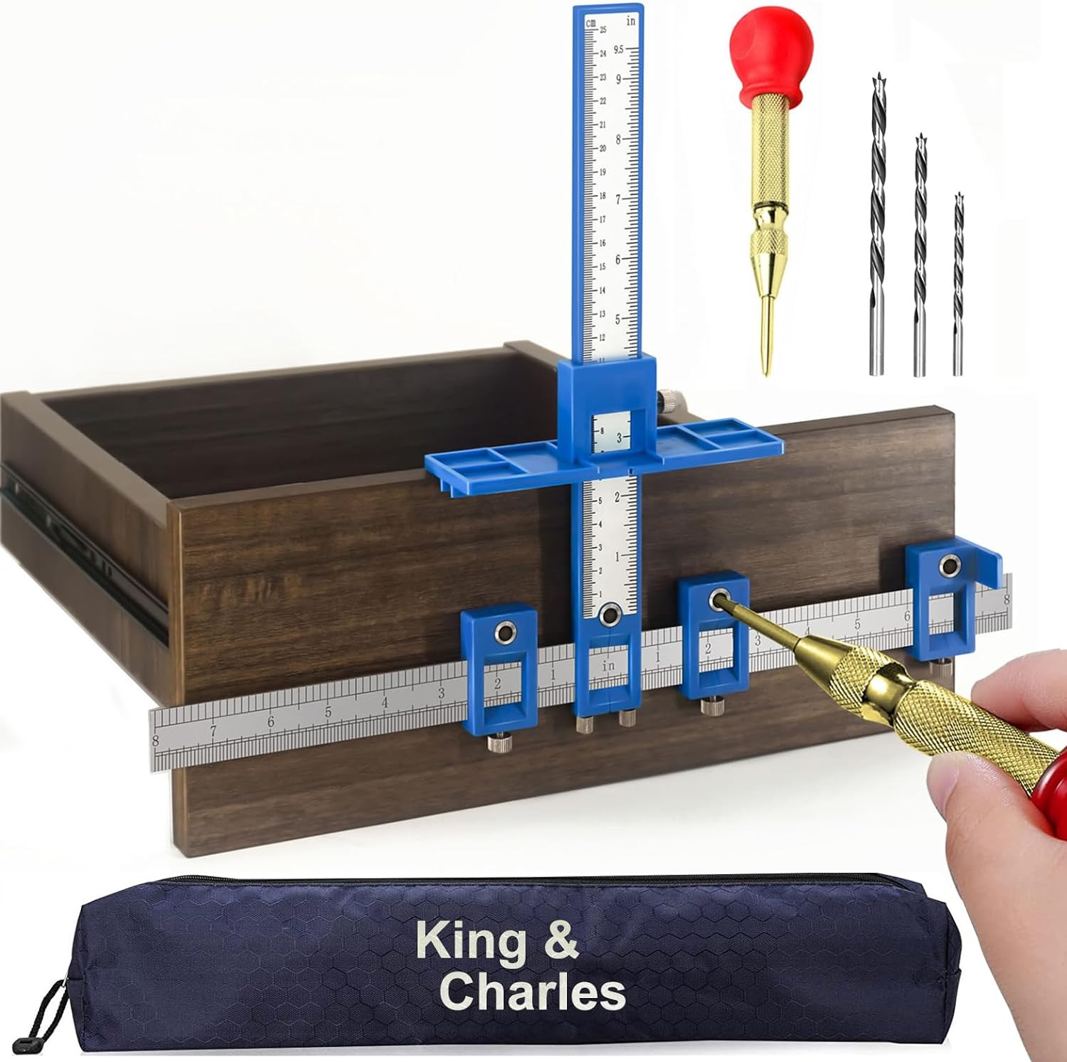 Cabinet Hardware Jig, Cabinet Handle Jig + Automatic Hole Punch + Point Drill B