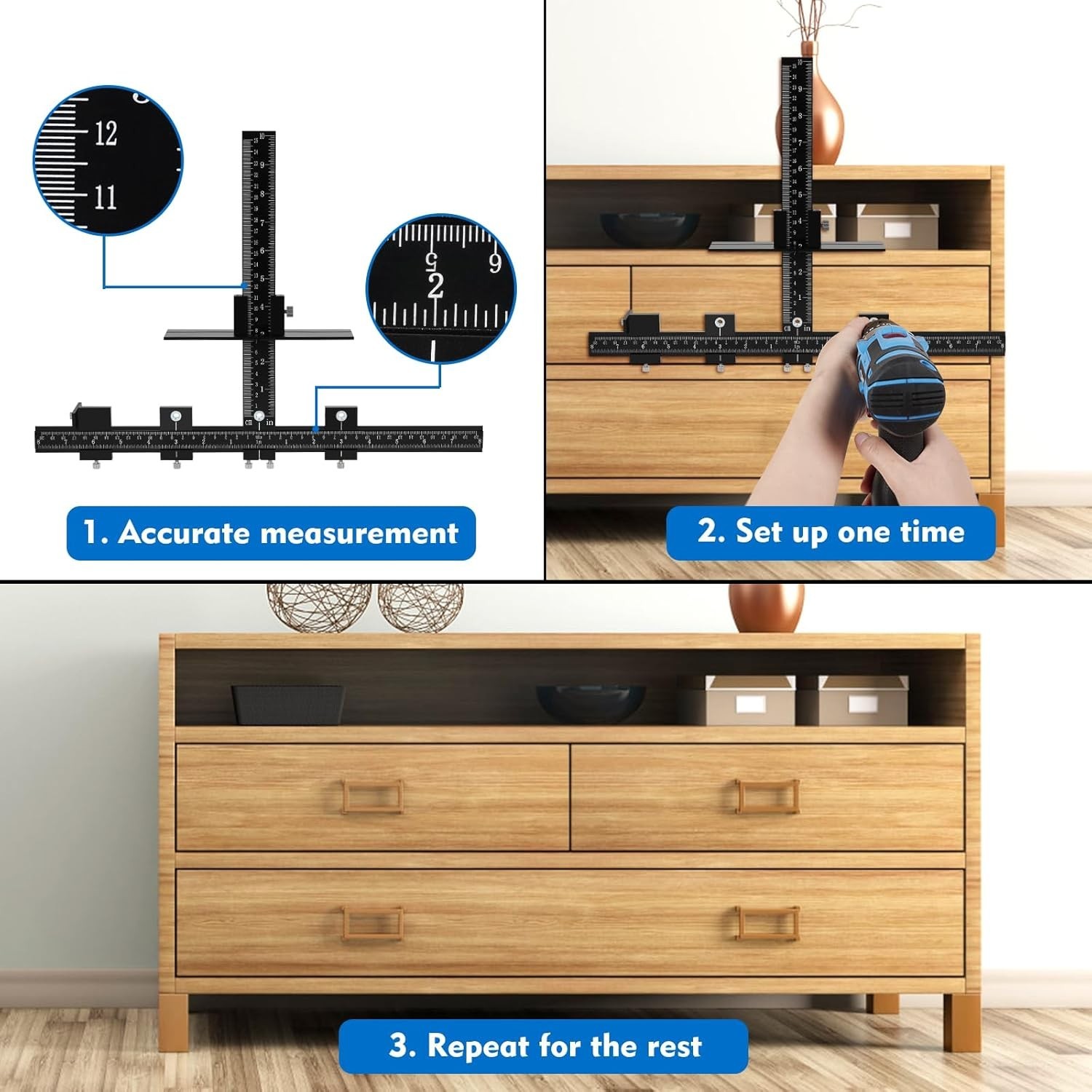 High Precision Aluminum Drill Guide for Installing Cabinet Hardware Effortlessly