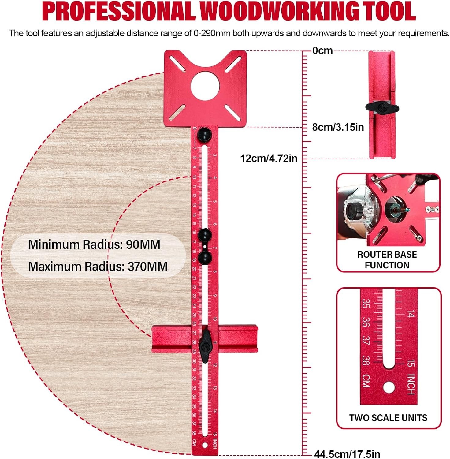 Woodworking Router Guide Aluminum Alloy 4-in-1 Circle Cutting Jig for Circula…