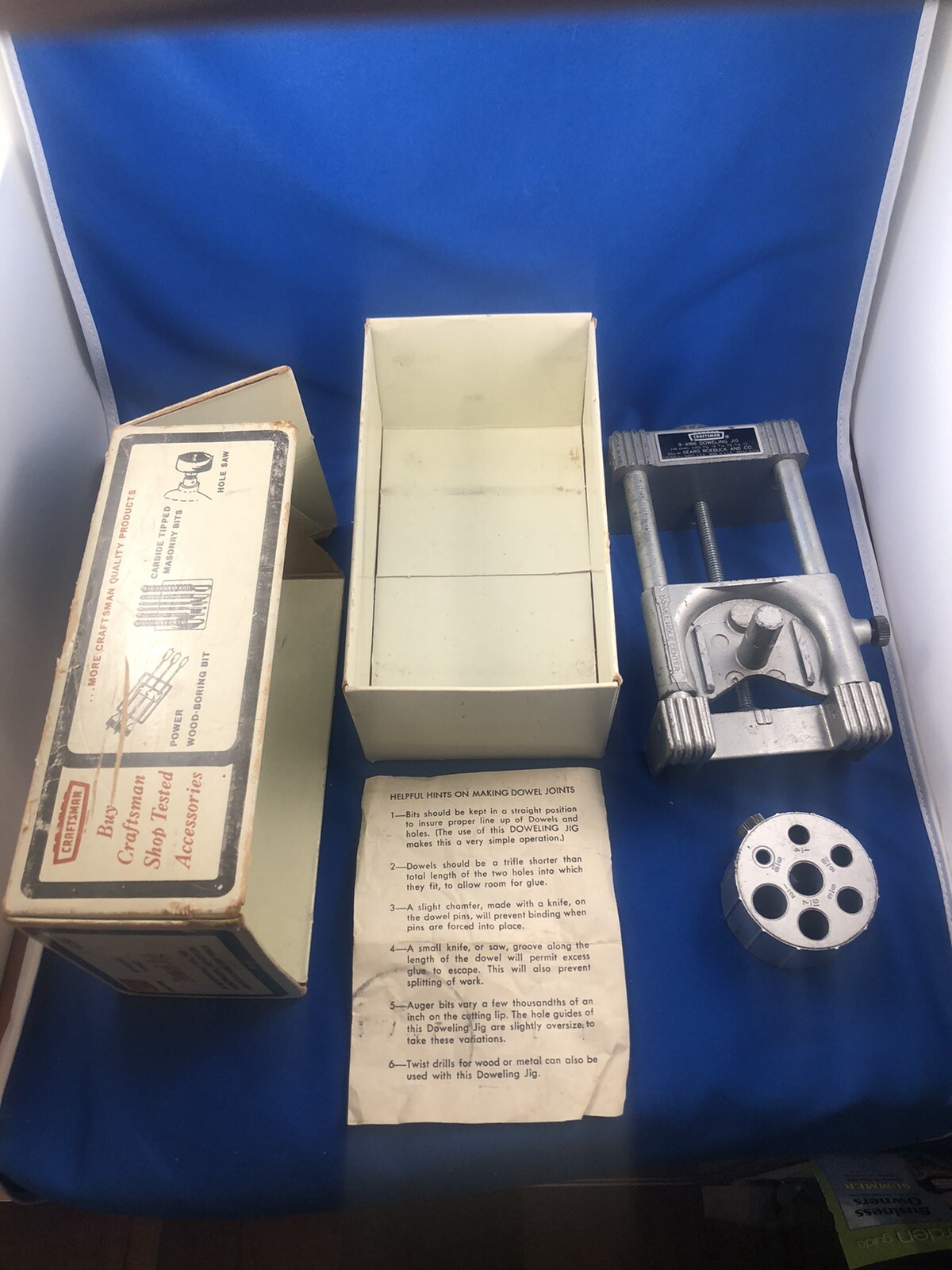 VINTAGE SEARS CRAFTSMAN 4186 DOWEL JIG KIT FOR SIZES 3/16 1/4 5/16 3/8 7/16 1/2