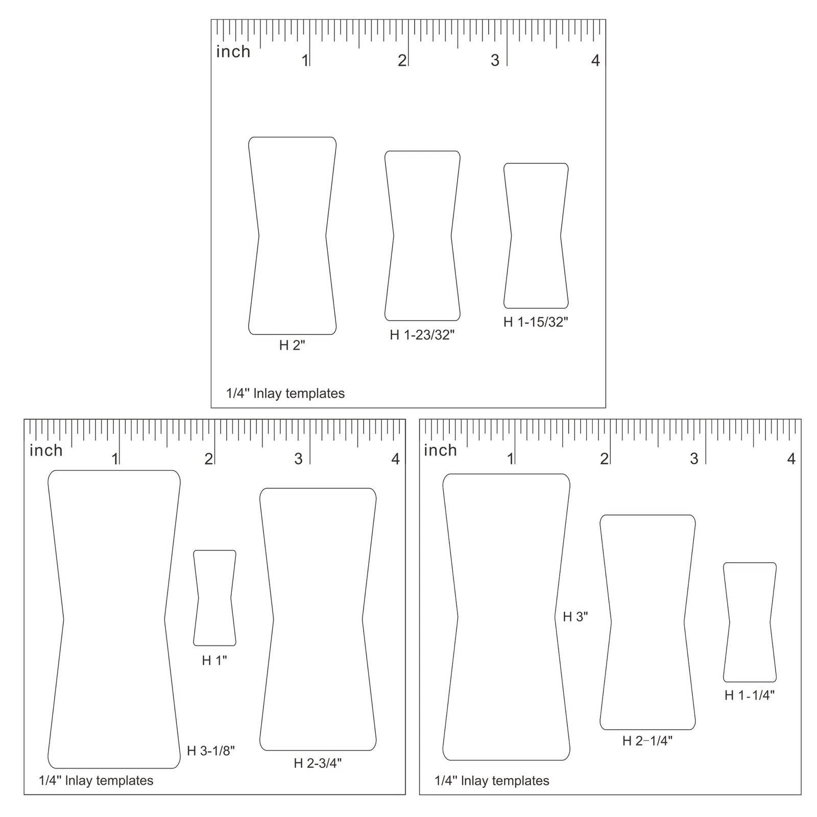3 Pcs Router Templates for Woodworking, Bowtie Router Template Jig Kit, Butterfl