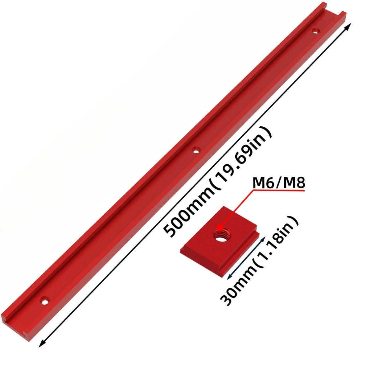 Aluminium 50Cm T30 T-Track and T-Slider T Slot Miter Track Jig – Miter Gauge Gui