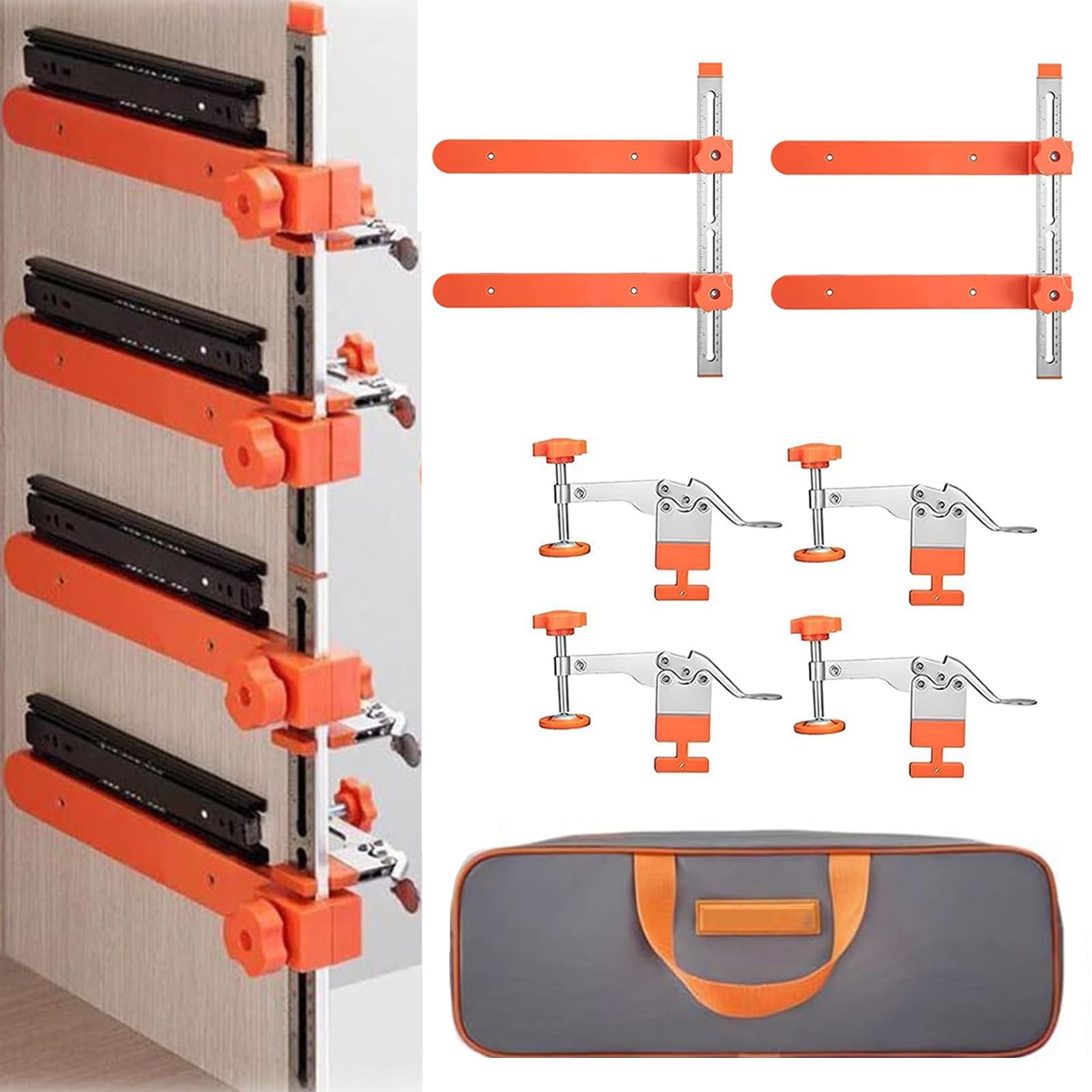 Drawer Slide Installation Jig with Toggle Clamp Magnetic Arm Punch Locator 4